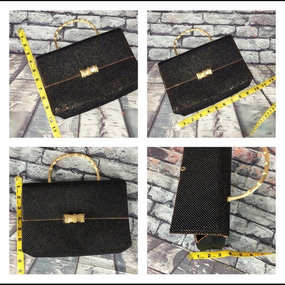Whiting & Davis Vintage Mesh Black gold Purse - Picture 8 of 8